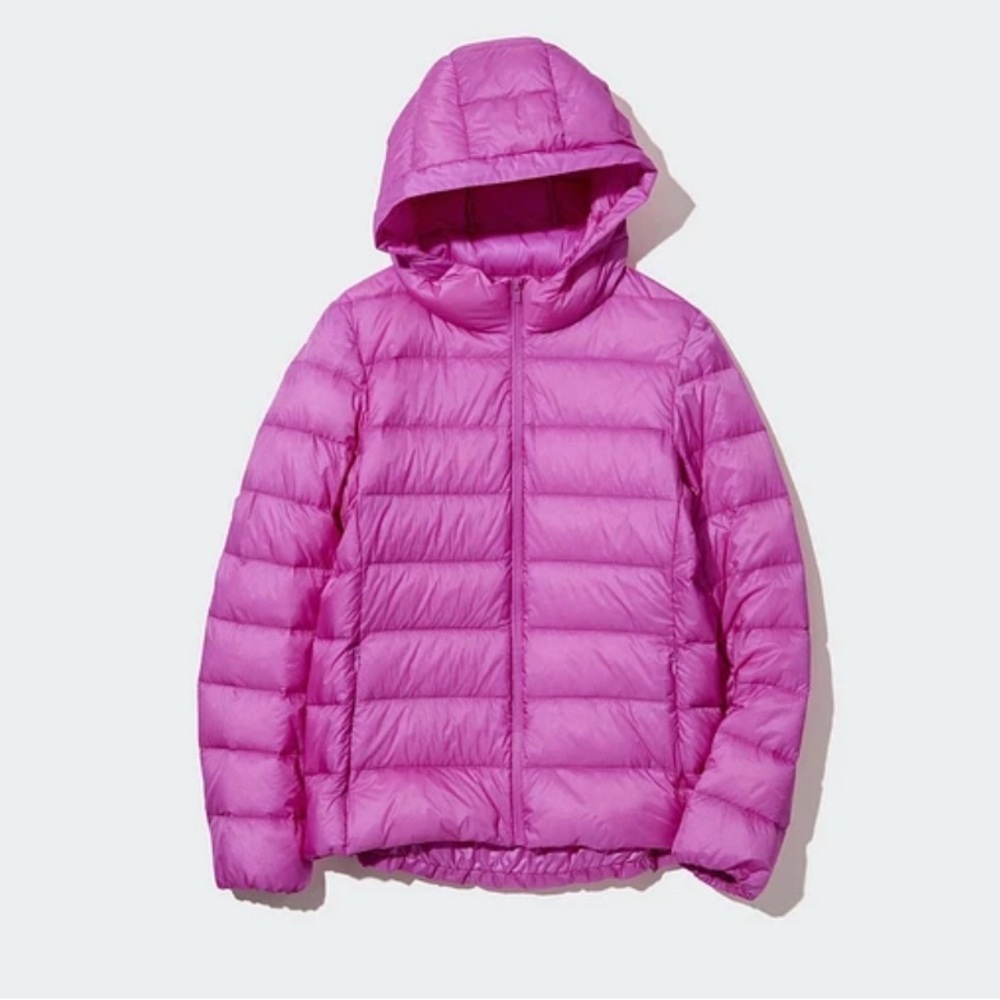 UNIQLO -UIN IPA- Pink Ultra Light Down Parka  Packable  Hooded Puffer, sz Medium
